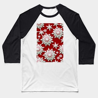 Christmas Seamless Pattern - Snowflakes on red #2.4 Baseball T-Shirt